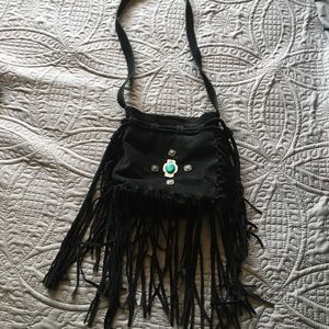 Fringe cross body bucket purse